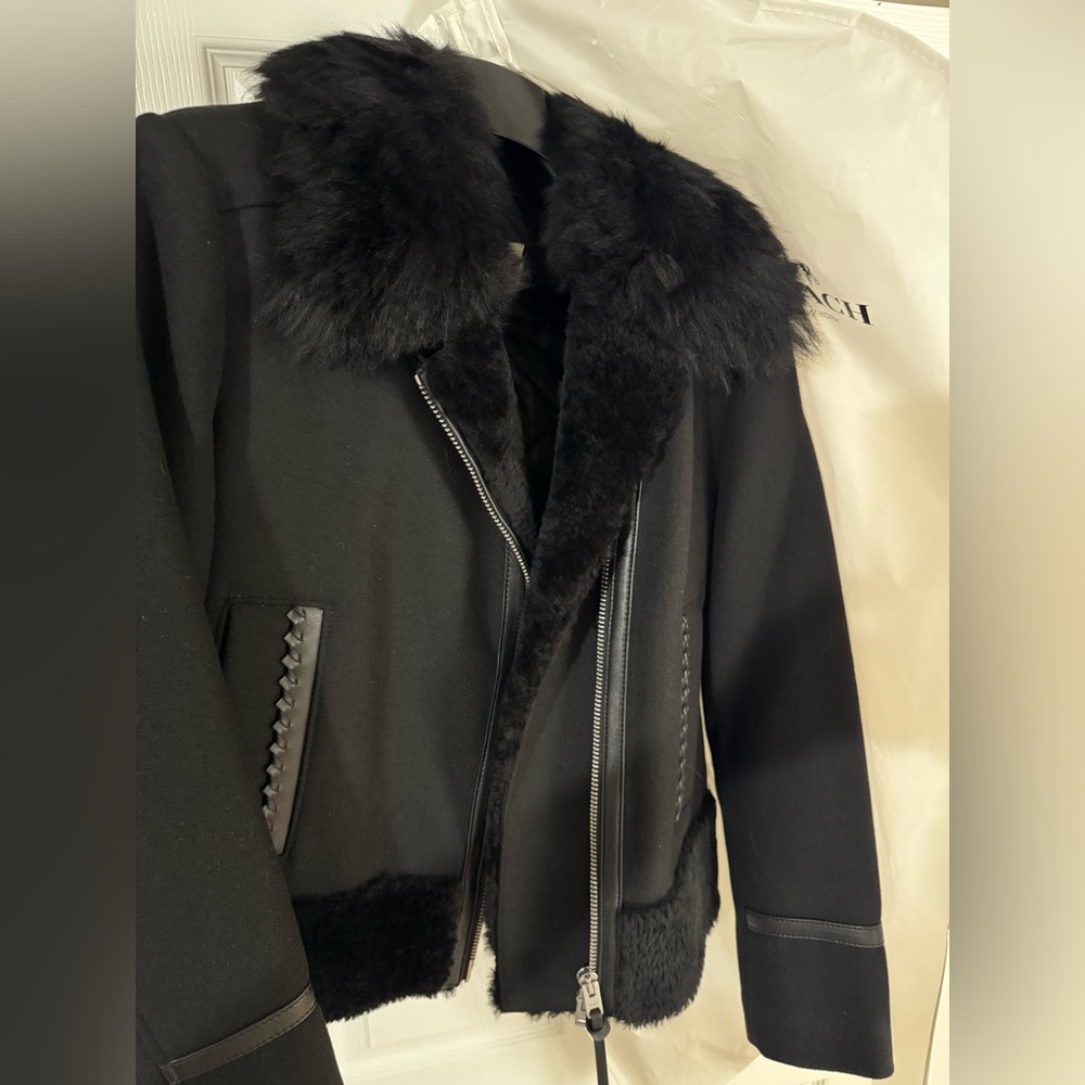 Coach Black Fur-Trimmed Women's Jacket